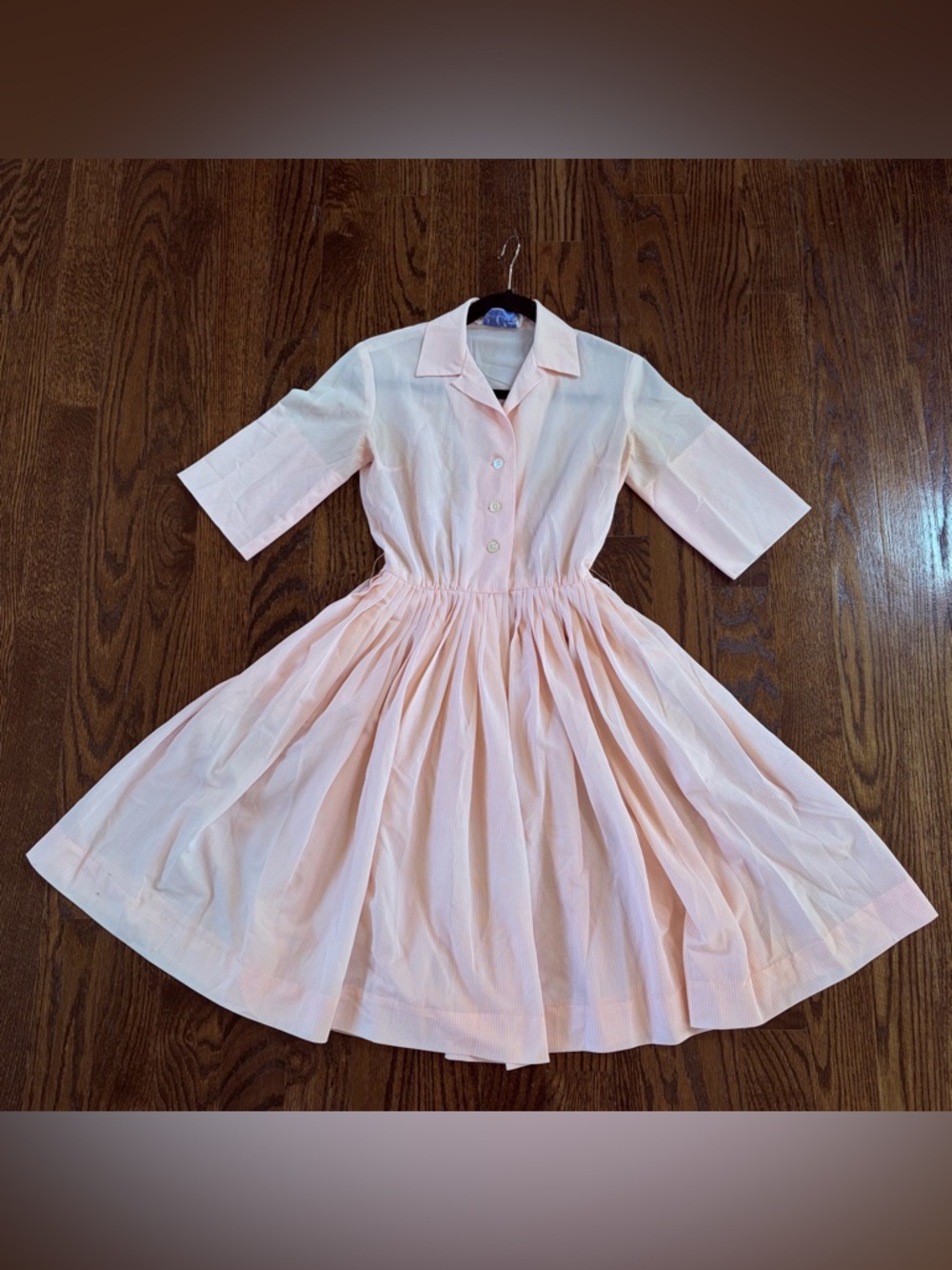 Vintage Eloise Curtis 1950s pastel pink striped dress Sm/Med